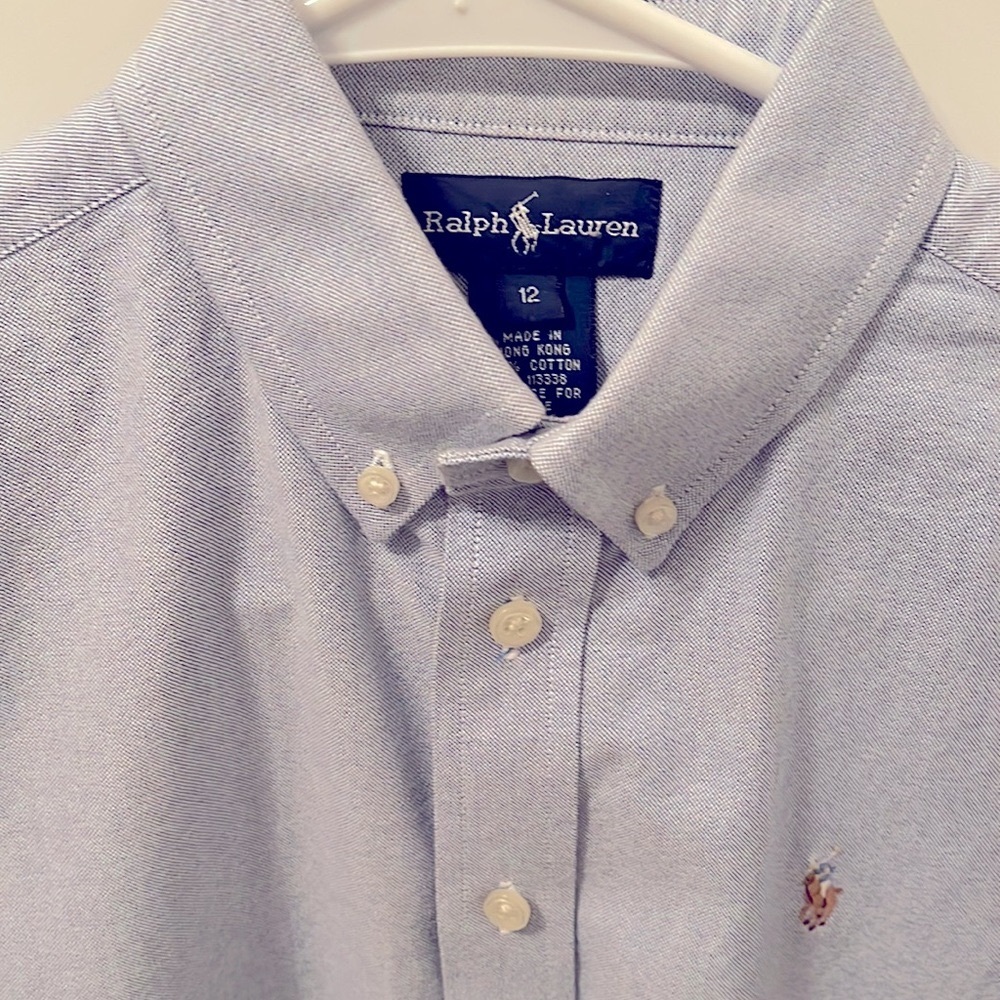 Ralph Lauren POLO Boys Light Blue Broadcloth Dress Shirt - Sz 12✨NEW✨